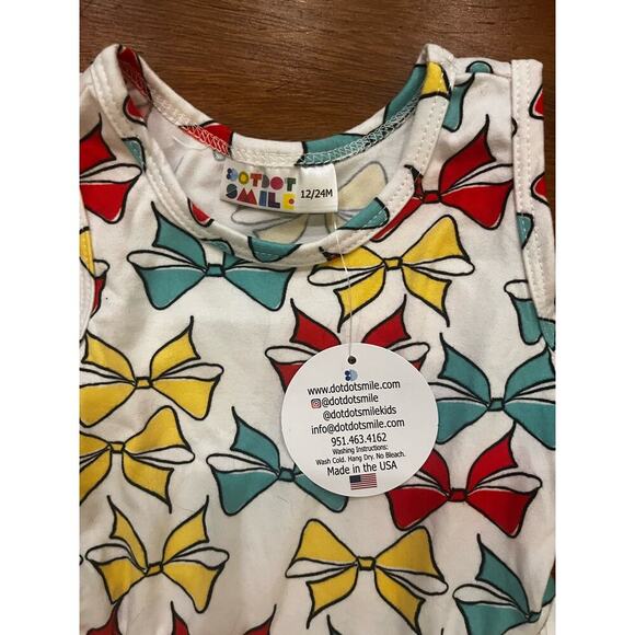 Dot Dot Smile NWT Baby Girl’s Size 12/24M Months Bows Print Tank Twirl Dress - Picture 2 of 3